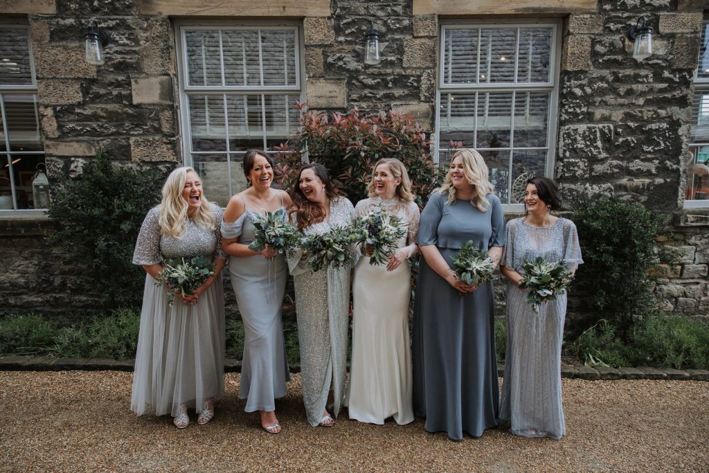 laughing bridesmaids