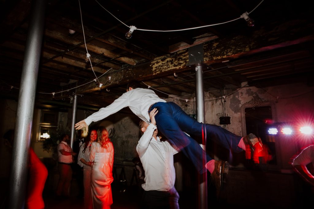dancing wedding guests