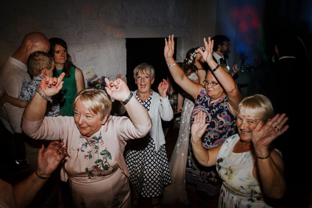 wedding guests dancing