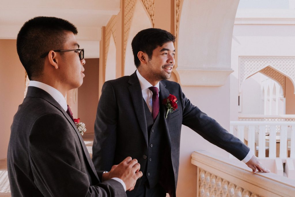 groom smiling