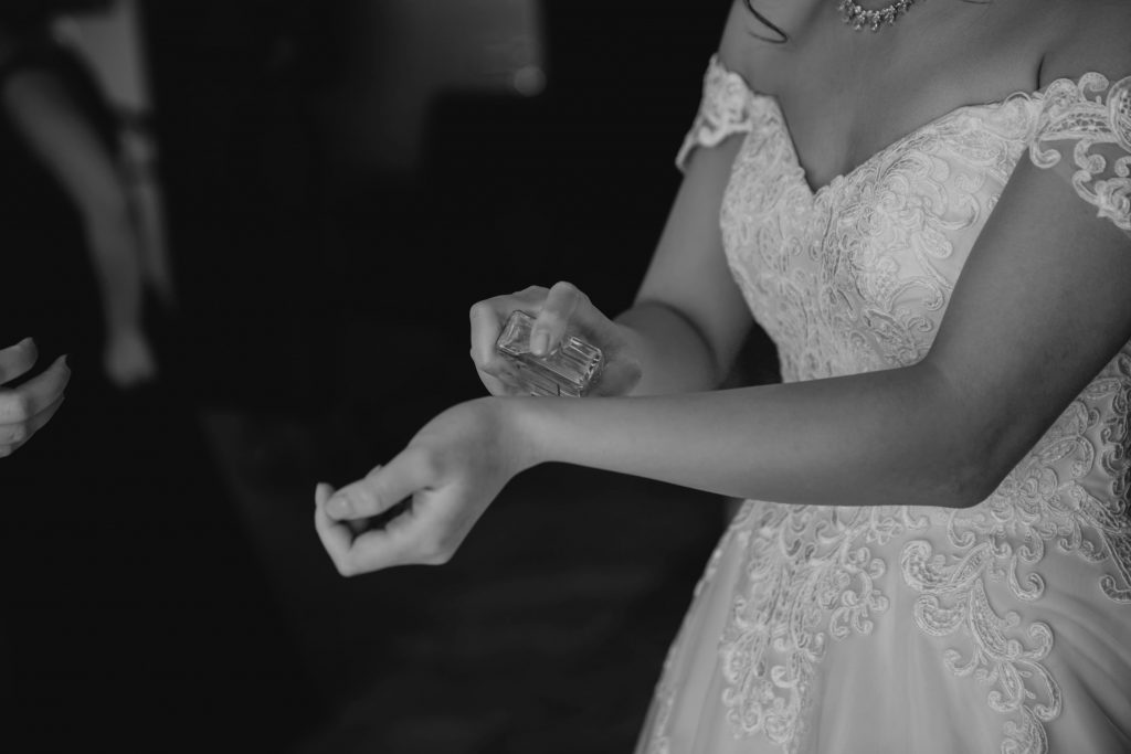 bride with perfume