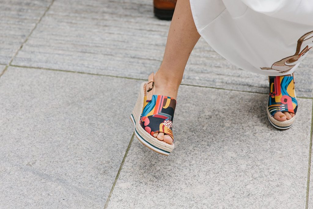 bride colourful shoes