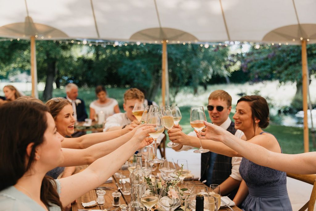 wedding guests cheering